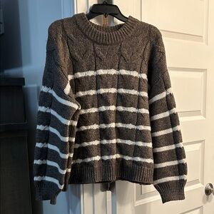 LC Lauren Conrad Brown and White Striped Sweater